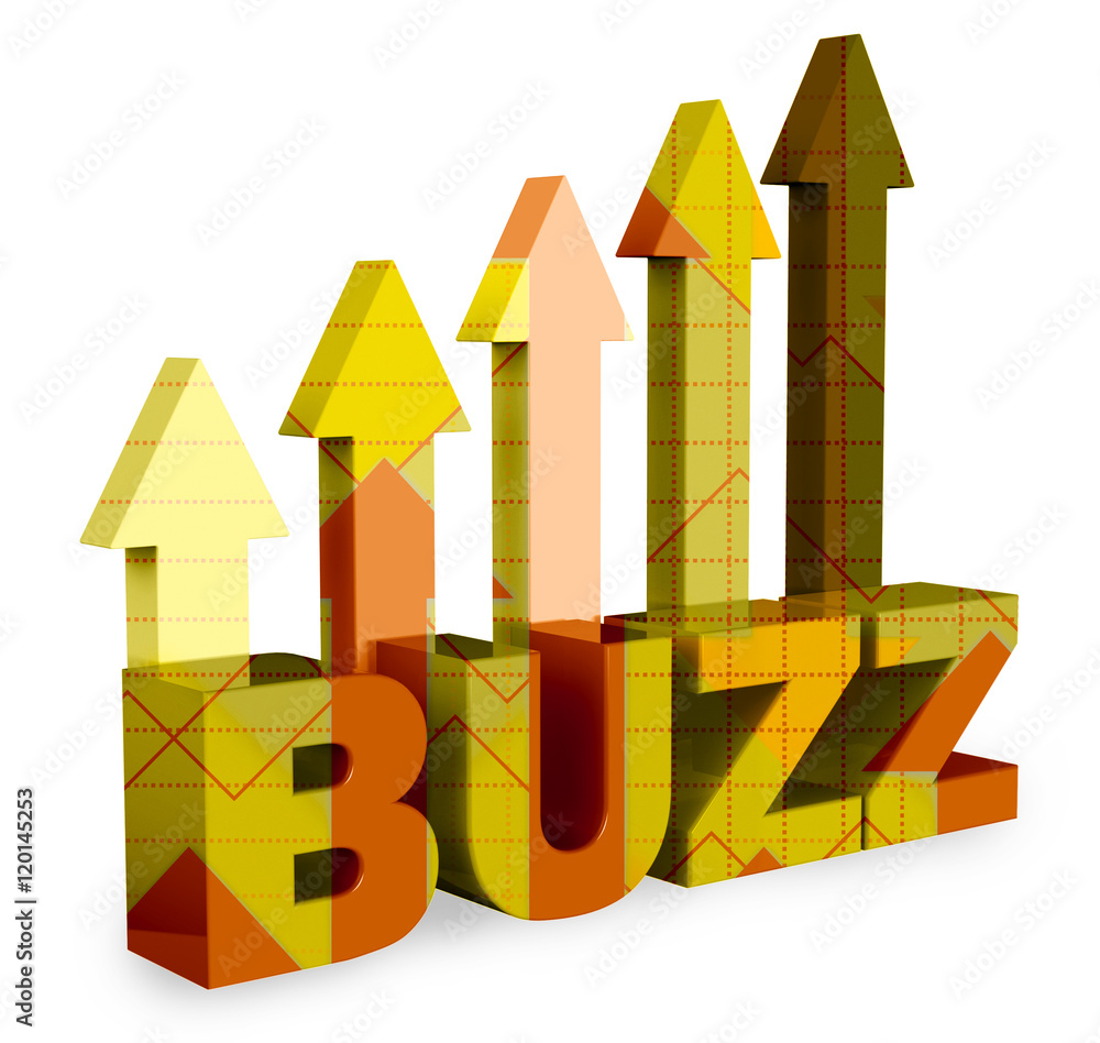 Poster buzz arrows represents public relations 3d rendering