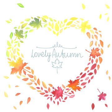 Autumn illustration with motley leaves.
