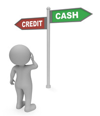 Credit Cash Sign Means Money Debt 3d Rendering