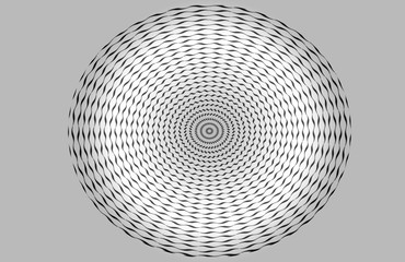 Circular black and white optical illusion zig zags