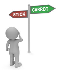 Stick Carrot Sign Means Coercing 3d Rendering