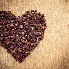 Heart form made from spice cloves