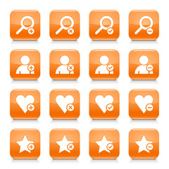 Orange additional sign square icon web button