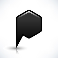Black blank map pin sign hexagon location icon