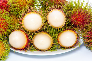 Fototapeta na wymiar Rambutan sweet delicious fruit isolated on white background