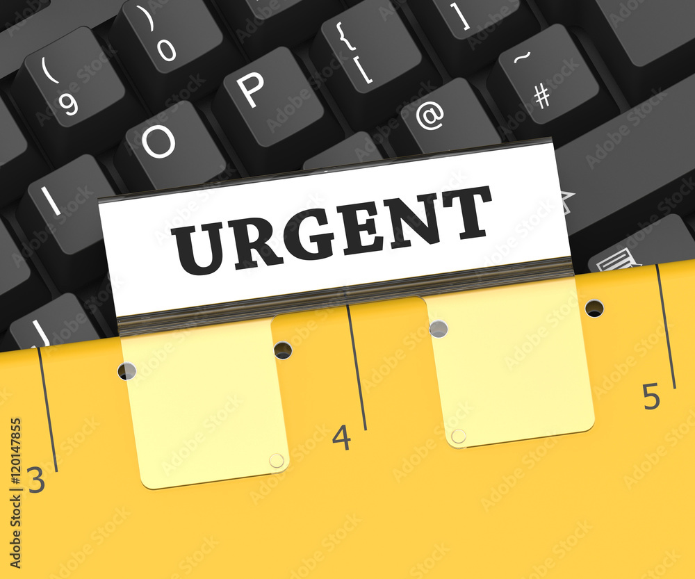 Aufkleber urgent file means priority work 3d rendering