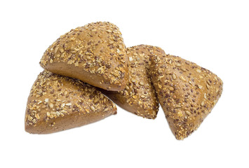 Multigrain buns sprinkled with sunflower seeds, flax and sesame