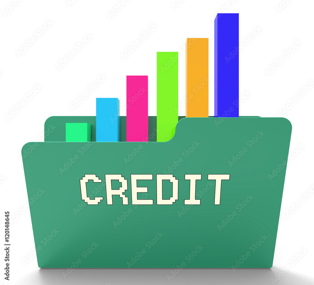Aufkleber credit file indicates loan graph 3d rendering