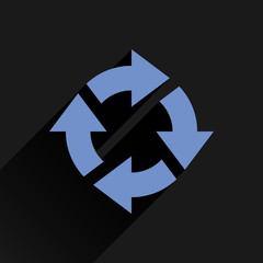 Flat blue arrow icon reset, repeat sign