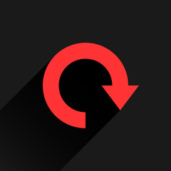 Flat red arrow icon refresh, rotation, repeat sign