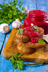 Open sandwich with beetroot