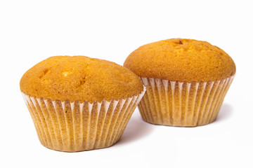 sweet muffin on white background