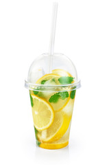 Lemonade with mint isolated on white background