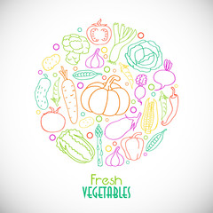 Stylish vegetables in a circle