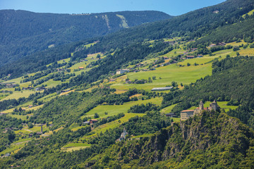 Fototapeta na wymiar Amazing view of Sabiona Castle in Chiusa (Klausen), Northern Italy
