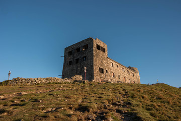 Ruins of astronomical observatory called "White elephant" on the peak - "Pip Ivan". in