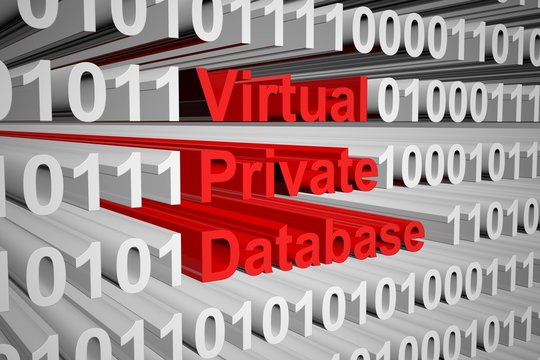 Virtual private database in the form of binary code, 3D illustration