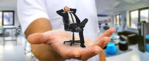Man relaxing on his chair at the office