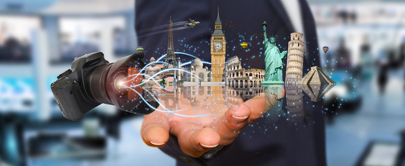 Man traveling the world with his digital camera