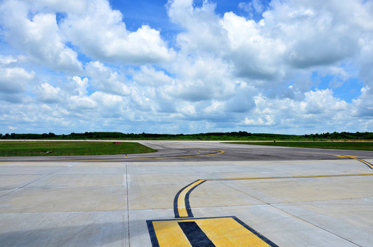 Runway road of airplane landing and takeoff