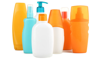Bottles with suntan cream isolated on white  © Studio KIVI