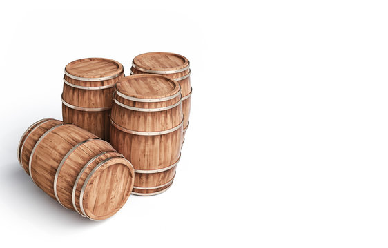 winemaking barrel on white background 3d illustration