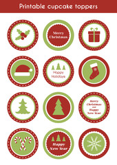 Obraz premium Christmas printable cupcake toppers