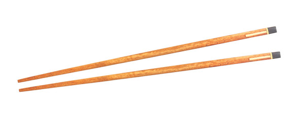 Pair of wood chopsticks isolated on white