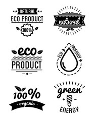 Set of organic food labels and design elements
