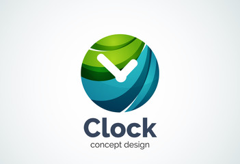 Clock logo template, time management business concept