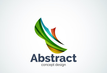 Abstract wave logo template, smooth motion concept