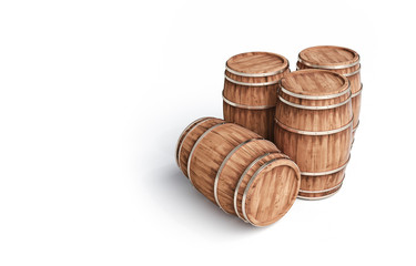 winemaking barrel on white background 3d illustration