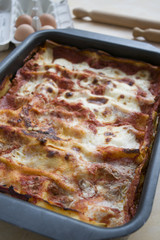 baking pan of lasagna
