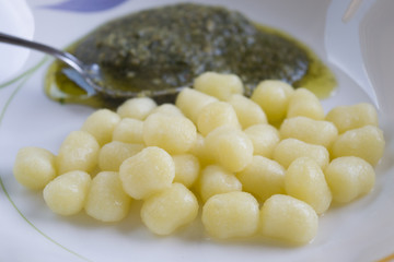 potato dumplings with genoese pesto