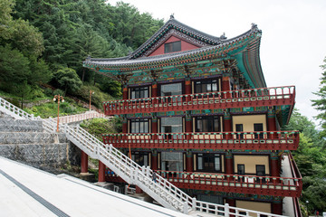 Naklejka premium Chungcheongbuk-do, South Korea - August 29, 2016: Guinsa temple in Sobaek Mountains, South Korea