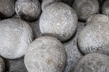 Heavy stone balls in an old building