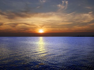 brilliant sunset at Baltic sea-side