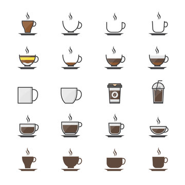 Coffee Cup Color Icons Set Of Drink Vector Illustration Style Colorful Flat Icon