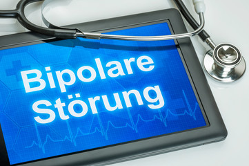 Tablet mit der Diagnose Bipolare Störung auf dem Display