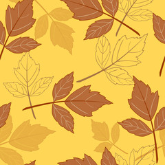 Fototapeta na wymiar yellow seamless background with leaves-01
