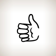 Hand Showing Ok on Light Background, Hand Giving Thumbs Up, Vector Illustration