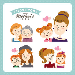 Happy Mother's Day. People character design.