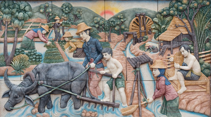 Stucco Thailand rice farm