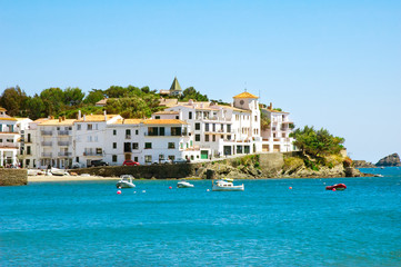 Fototapeta na wymiar Cadaques village seaside view, Catalonia, Costa Brava.