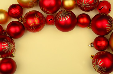 Christmas decorations on beige background