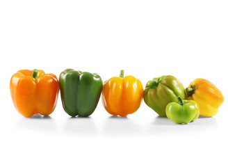 Set of fresh peppers on white background