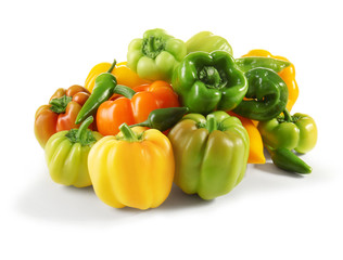 Fresh peppers on white background