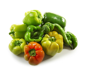 Fresh peppers on white background