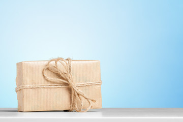 gift box on white table.