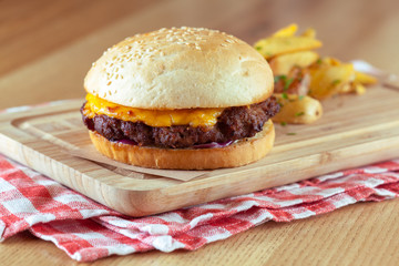 Tasty and appetizing hamburger